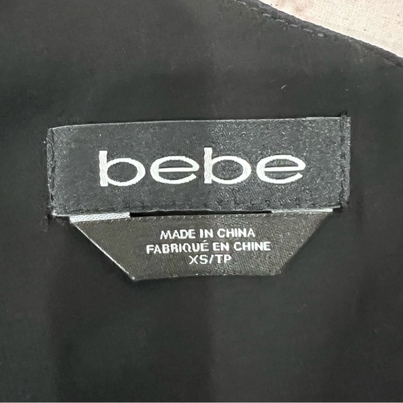 Bebe Boho Long Puffy Sleeved Black Beaded Embellished Crop Top - Picture 11 of 13